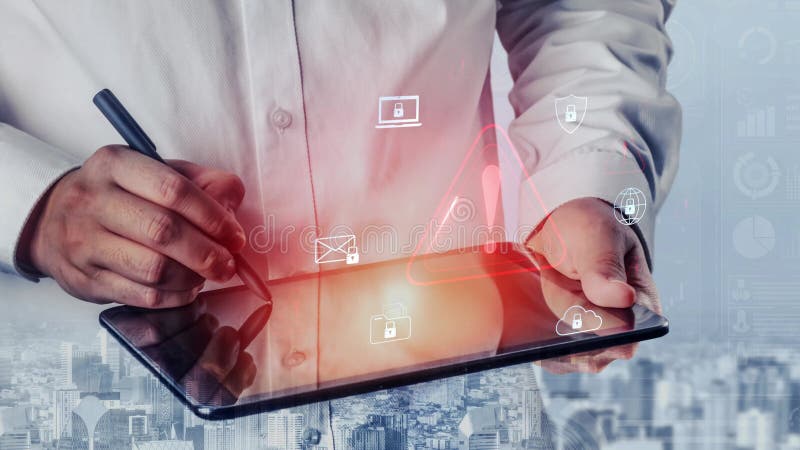 Cybersecurity threat alert and data breach warning Marrow royalty free illustration