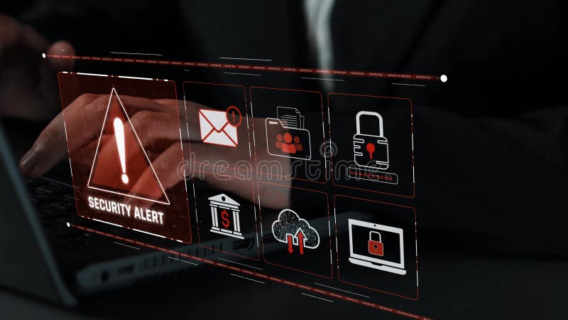 Cybersecurity threat alert and data breach warning system Marrow stock illustration