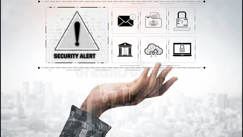 Cybersecurity threat alert and data breach warning system Marrow royalty free illustration