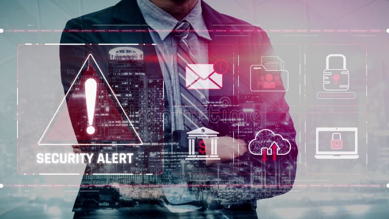 Cybersecurity threat alert and data breach warning system Marrow royalty free illustration