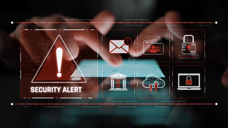 Cybersecurity threat alert and data breach warning system Marrow royalty free illustration