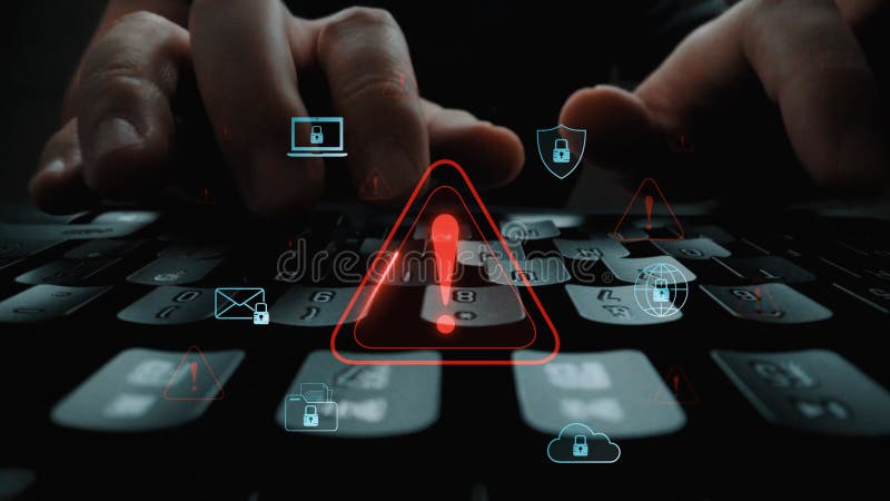 Cybersecurity threat alert and data breach warning Marrow stock illustration