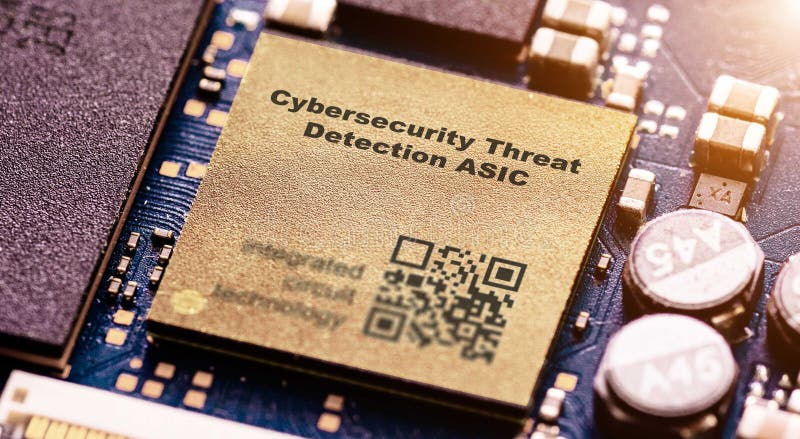 Cybersecurity Threat Detection ASIC Identifies and neutralizes cyber threats in military systems vector illustration