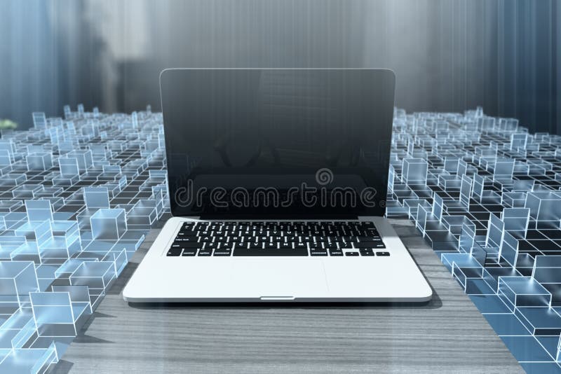 Cyberspace cu laptop gol royalty free illustration