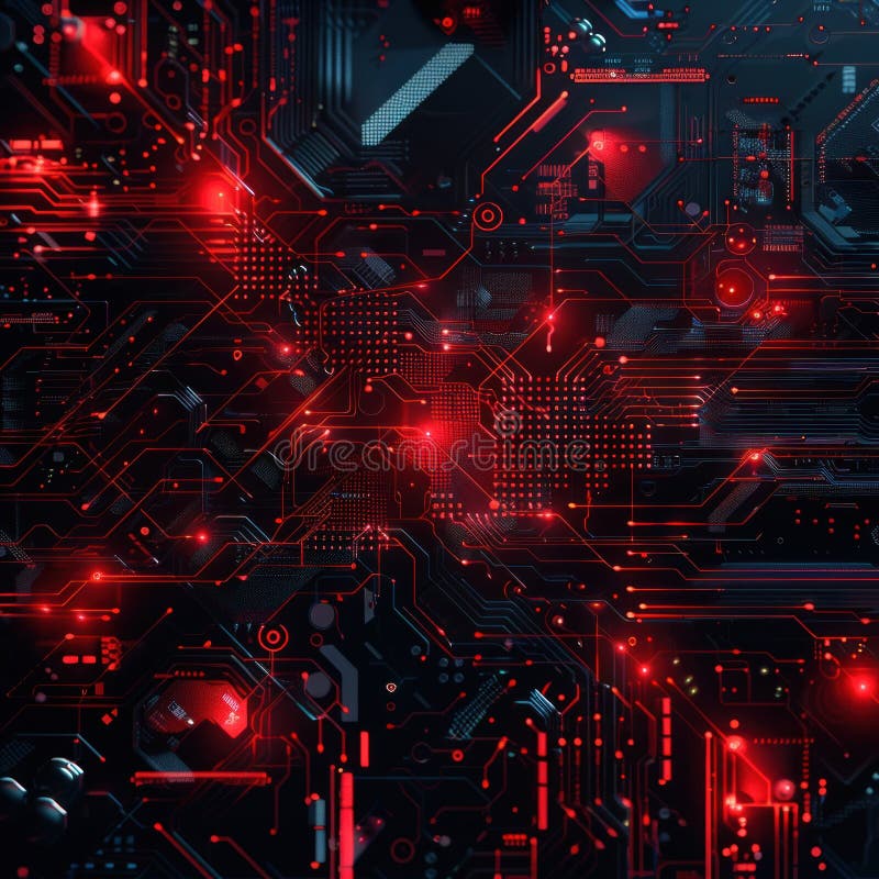 Cyberspace data transfer technology background colorful connectivity lines across circuit board royalty free illustration