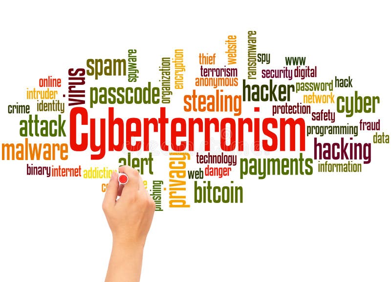 Cyberterrorism słowo obłoczny i ręki writing pojęcie zdjęcia stock Cyberterrorism słowo obłoczny i ręki writing pojęcie zdjęcia stock