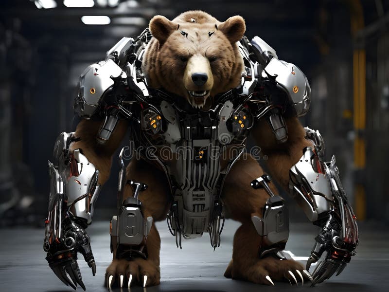 Cyborg bear robotic stock illustration