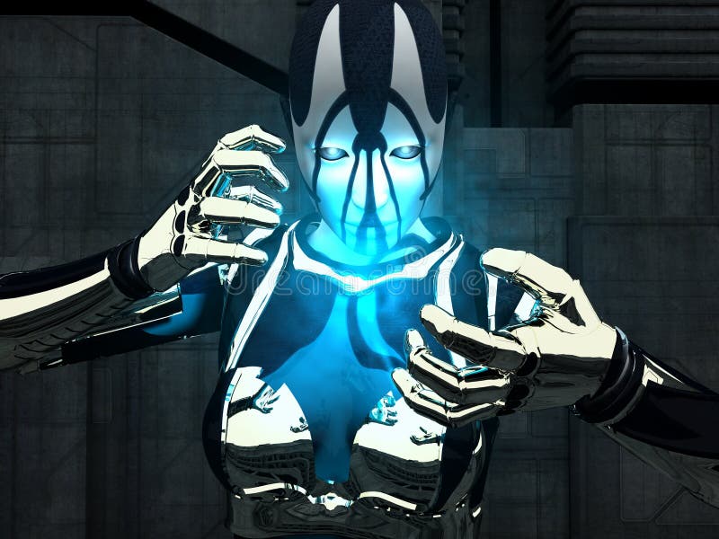 Cyborg female vector illustration