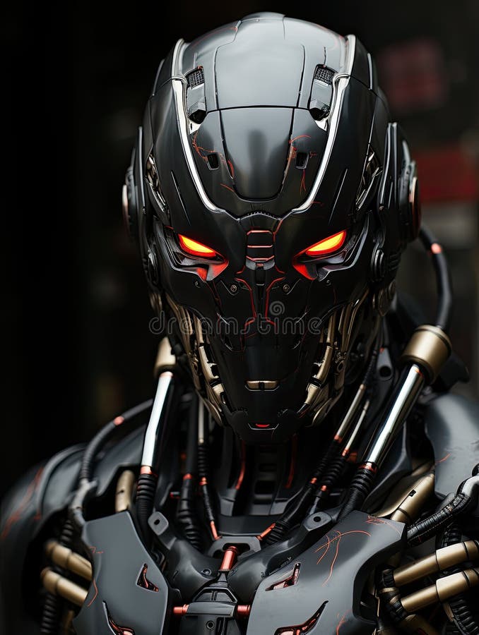 Cyborg futuristic with connections and technology background. stock illustration