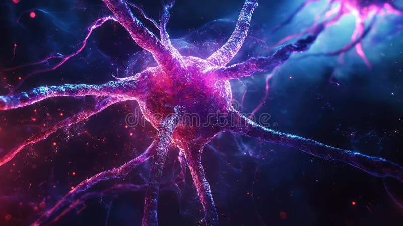 Cyborg futuristic neuron fusion style vector illustration