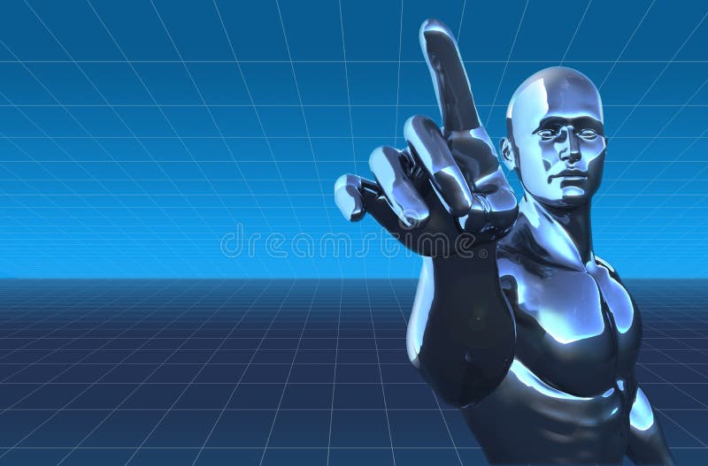 Cyborg Man on digital background vector illustration