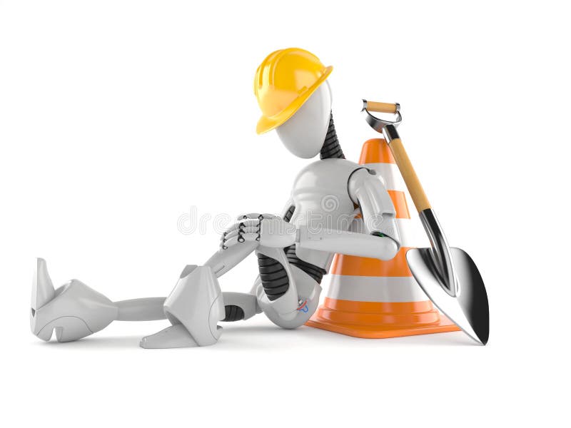 Cyborg met verkeerskegel stock illustratie Cyborg met verkeerskegel stock illustratie