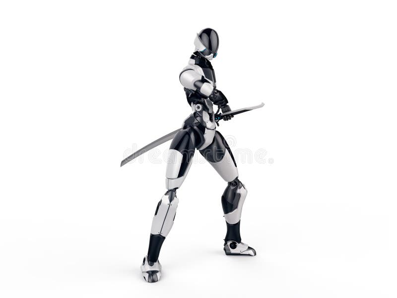 3d Rendering Ninja Warrior Robot Blade Stock Illustration 1420486418