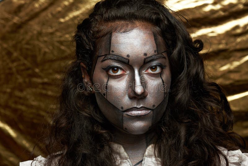 Cyborg women face stock photo. Image of paint, halloween - 79181896