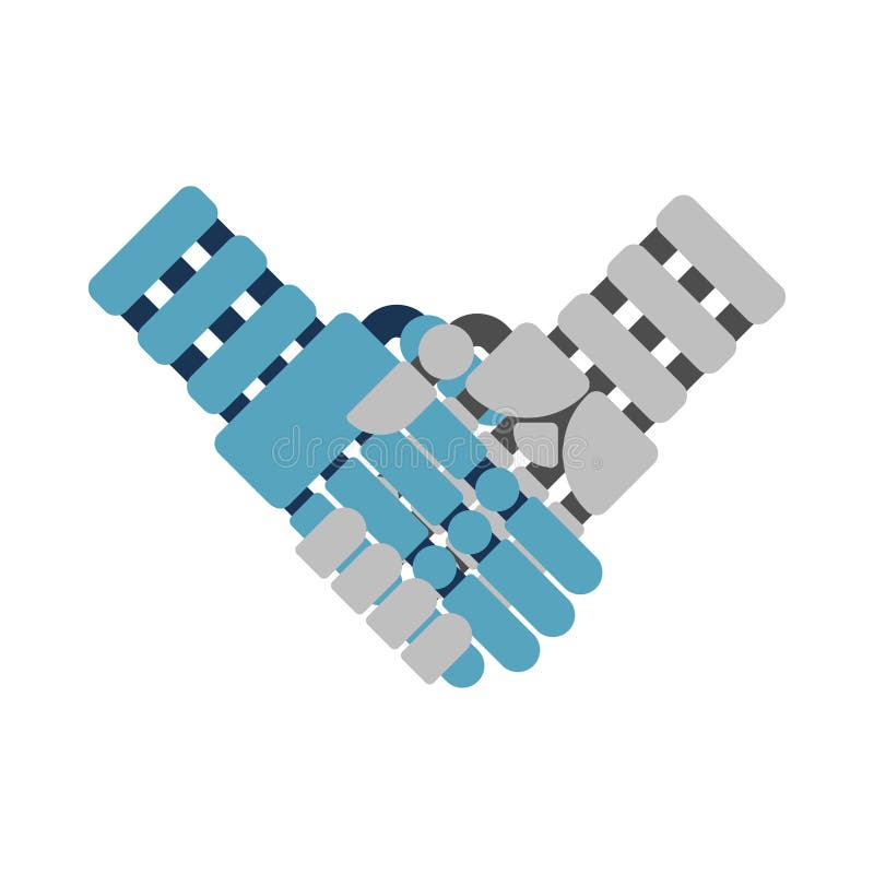 Cyborga uścisk dłoni odizolowywający Robot żelazne ręki Sztuczny Intellig ilustracja wektor Cyborga uścisk dłoni odizolowywający Robot żelazne ręki Sztuczny Intellig ilustracja wektor