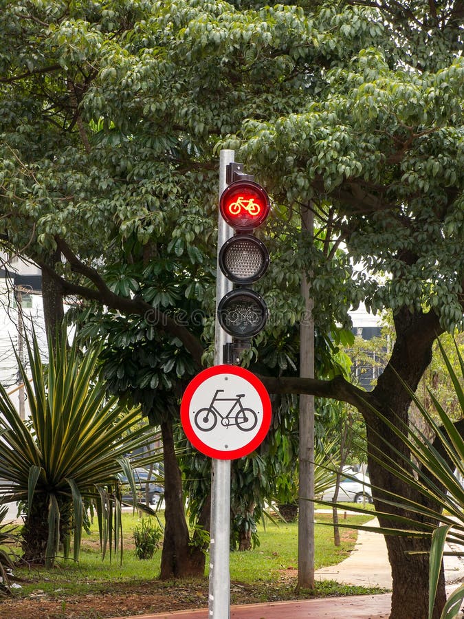 Cycle Route Red Traffic Light Signs Stock Image Image of lights