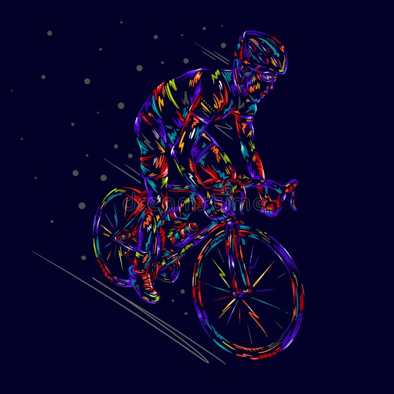 Cycling Bicycle Bike Race Stylized Man Background, Cyclist Vector Colorful  Illustration Silhouette Speed Stock Illustration - Illustration of healthy,  green: 129484597