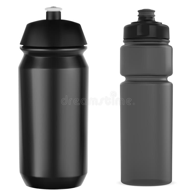 Sport water bottle. Isolated plastic fitness bottle template. Bike