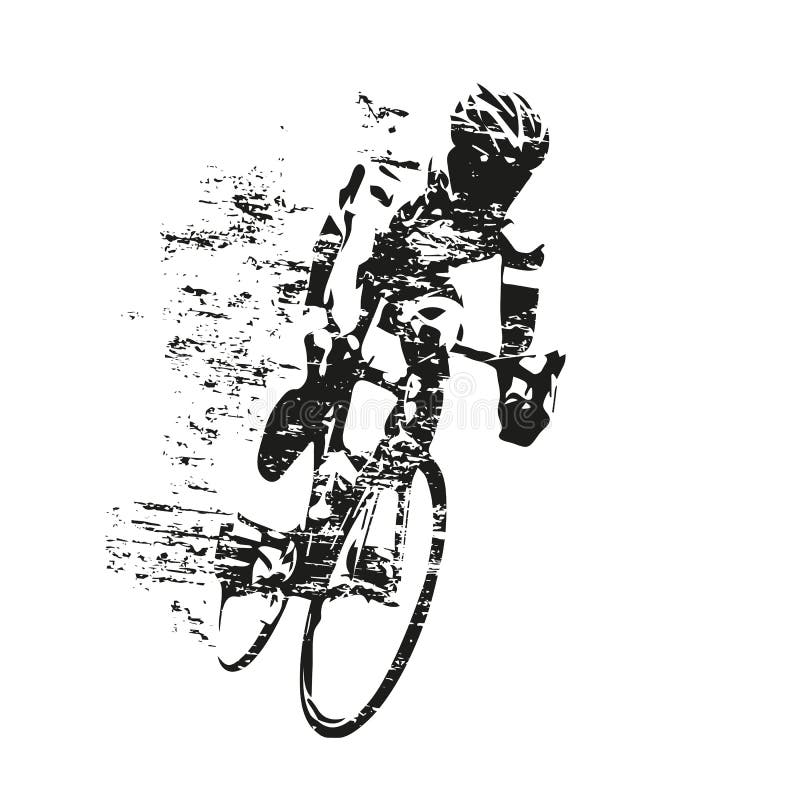 Cycling theme, scratched vector silhouette