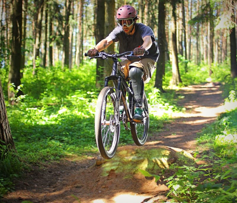 Cyclist in forest