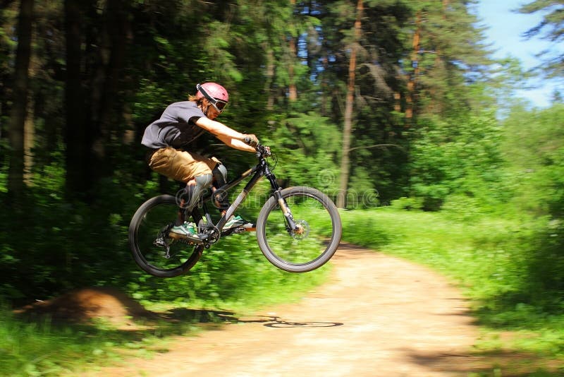 Cyclist in forest