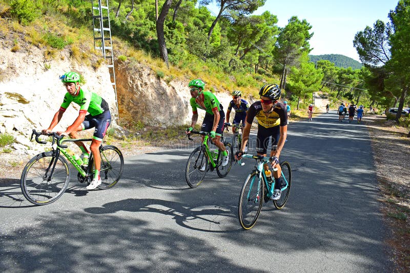 Racing Up A Hill La Vuelta España royalty free stock photos Racing Up A Hill La Vuelta España royalty free stock photos
