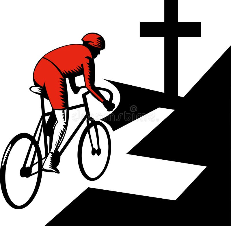 Cyclist racing bicycle cross road