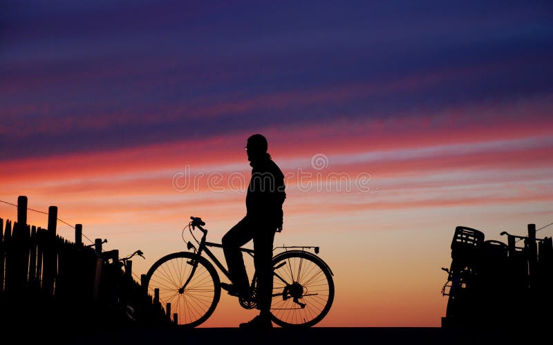 Cyclist At Sunset