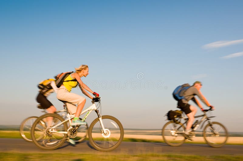 Cyclists in motion