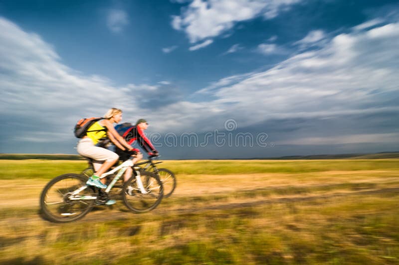 Cyclists in motion