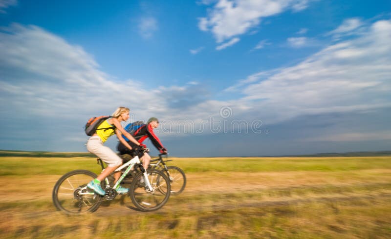 Cyclists in motion