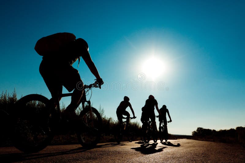 Cyclists in motion