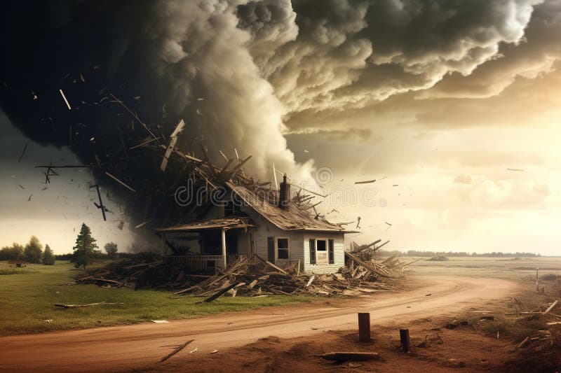 Weather Clipart-tornado swirling menacingly above a house