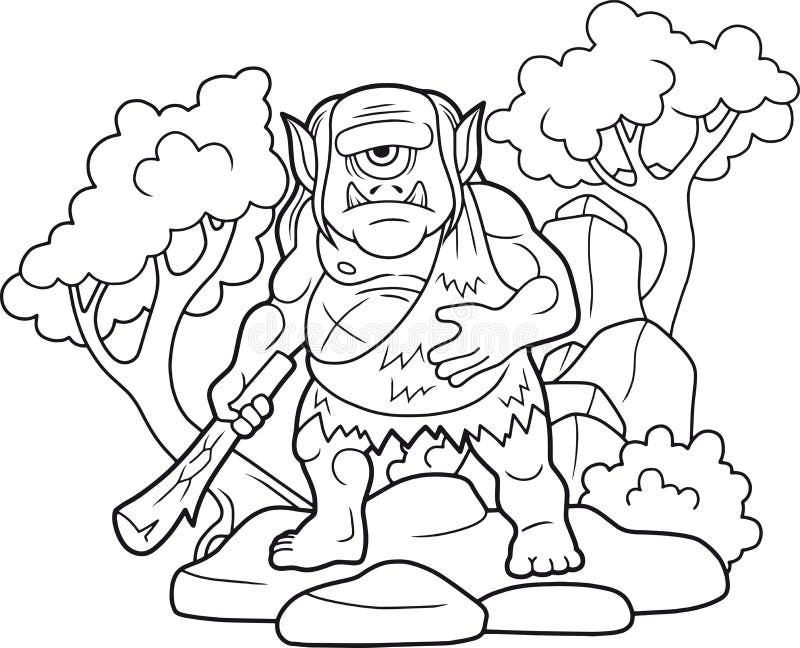 Cyclops con un club en su mano libre illustration Cyclops con un club en su mano libre illustration