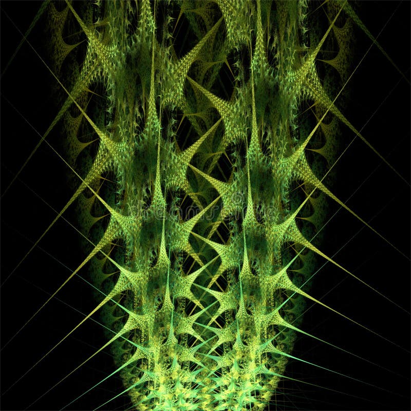 Cyfrowego komputeru fractal sztuki abstrakcjonistyczni fractals zielenieją kaktusa. Abstrakcjonistyczna fractal sztuki koloru struktury fantazja Sztuki dekoracji fantazja kształtuje jaskrawego - zielona kaktusowa natury rośliny kręgosłupa ogródu pustynia