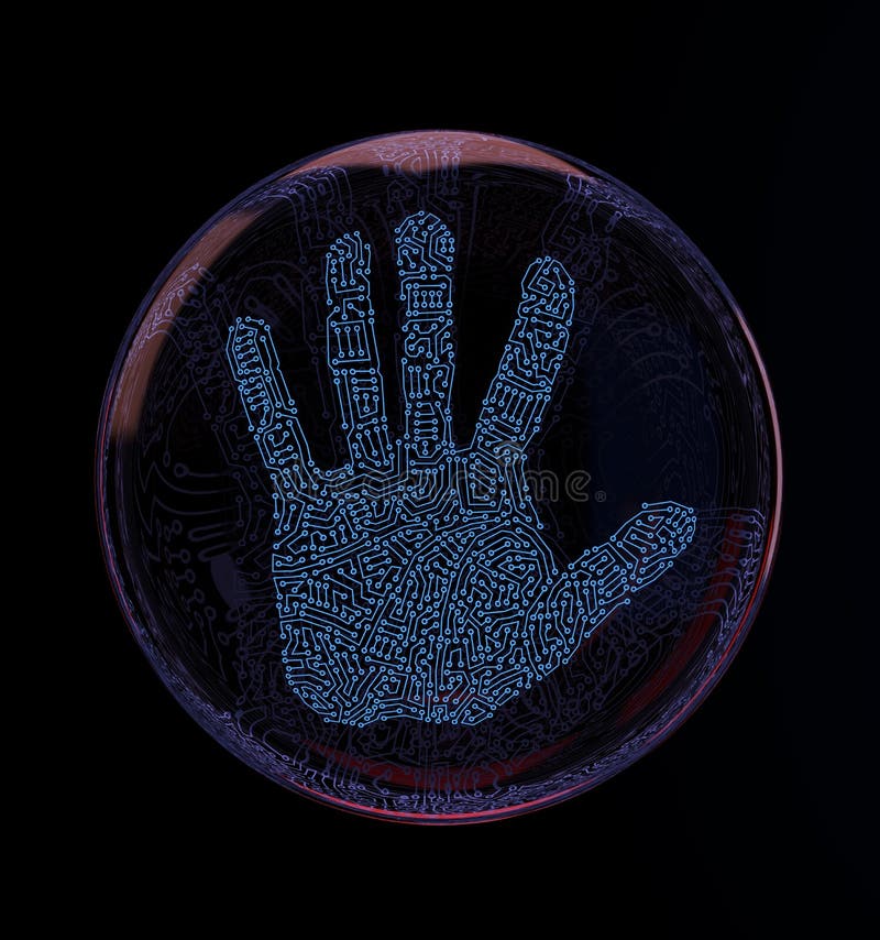 Cyfrowy odcisk dłoni ilustracji