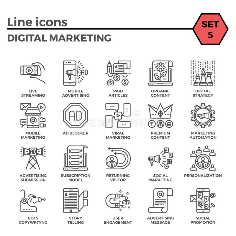 Cyfrowej ikony marketingowy set ilustracja wektor Cyfrowej ikony marketingowy set ilustracja wektor