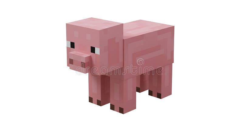 Cyfrowy obraz kwitnącej świni z gry Minecraft. Świnia składa się z: ilustracja wektor