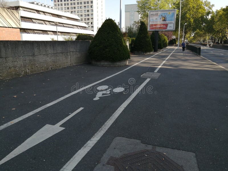 Bike paths in nanterre city. Nanterre - France. 6 October 2020. Bike paths in nanterre city. Nanterre - France. 6 October 2020