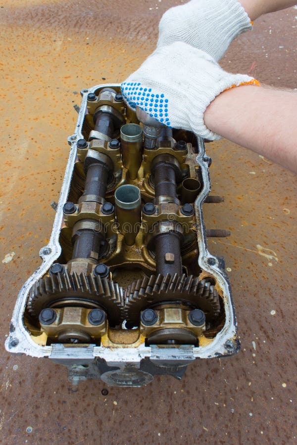 Cylinder Head and Bent Shaft, Broken Engine Car Parts Stock Image Image of gasoline, closeup