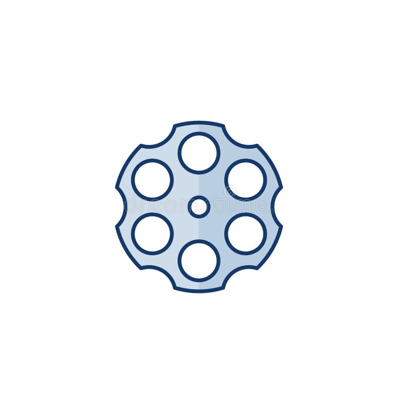 Cylinder of a Revolver, Icon Isolated on White Stock Illustration
