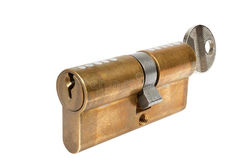 Cylinder safety lock stock photo. Image of single, gold 51740232