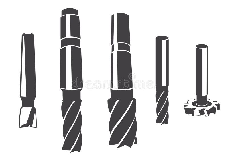 A set of various cylindrical milling cutter