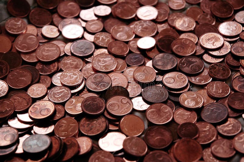 Cypriot euro coins - 5, 2 and 1 cents.