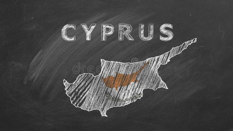Cyprus. getekende en geanimeerde illustratie.