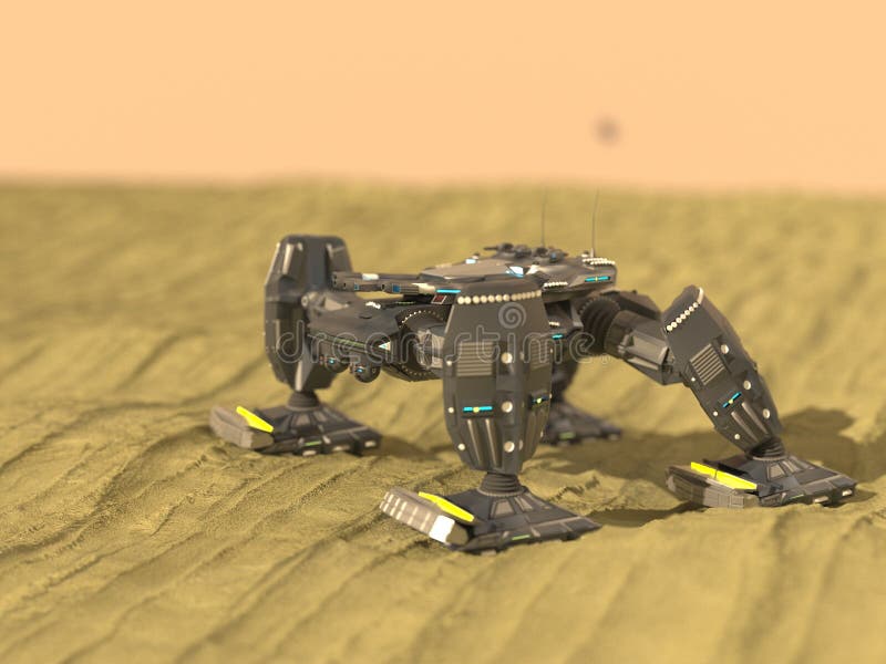 Cysternowy robot w pustyni, 3d, odpłaca się ilustracji Cysternowy robot w pustyni, 3d, odpłaca się ilustracji