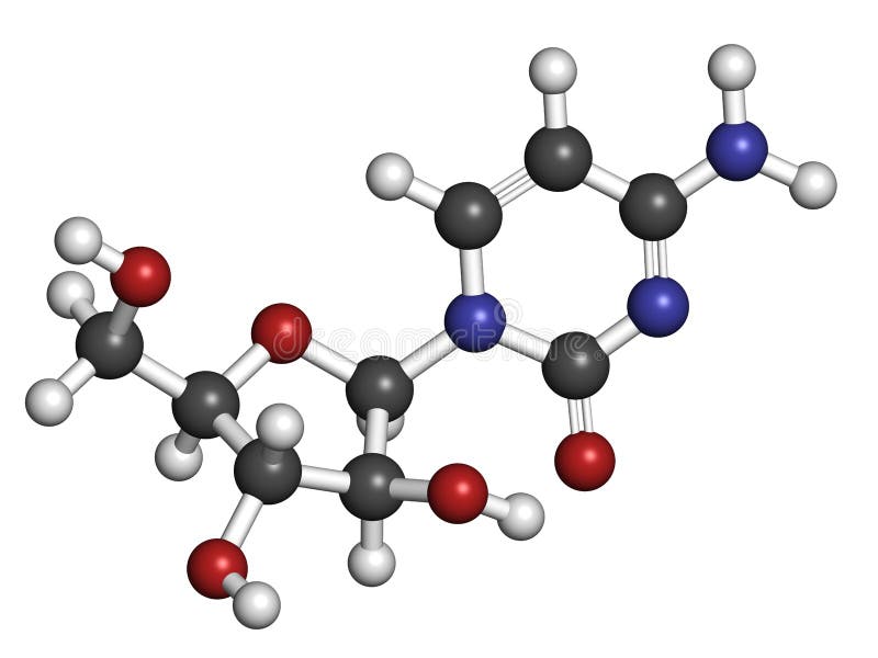 Cytarabine cytosine arabinoside, Ara-C chemotherapy drug molecule. Used in treatment of acute myeloid leukemia AML, acute.
