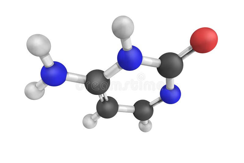 Cytosine, one of the four main bases found in DNA and RNA. It is