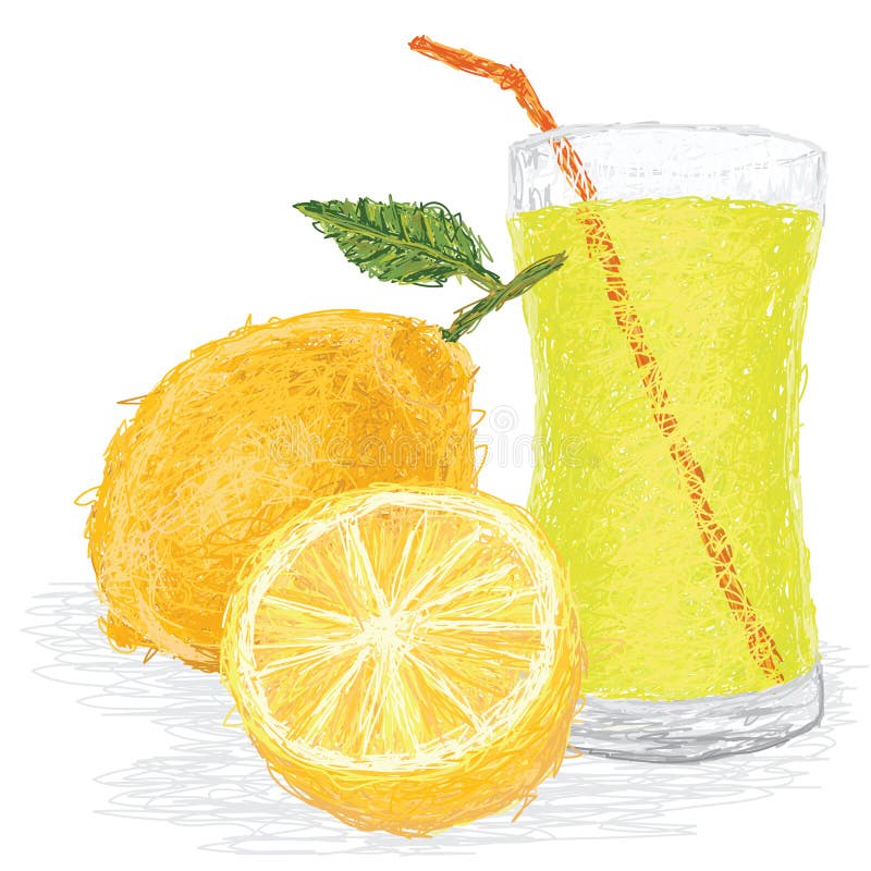 Closeup illustration of fresh lemon fruit and juice in white background. Closeup illustration of fresh lemon fruit and juice in white background.