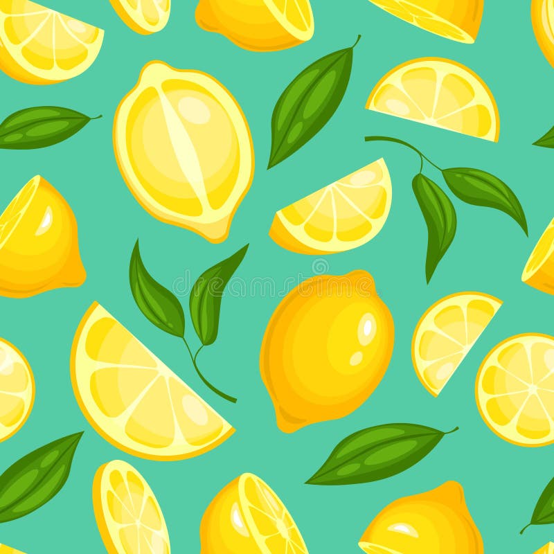 Cytryna wzór Lemoniady egzotyczna żółta soczysta owoc z liść ilustracją lub tapety wektorowym bezszwowym tłem